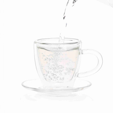 Tasse à thé en verre populaire avec soucoupe